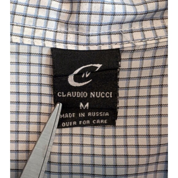 Claudio Nucci Size Medium Lightweight Shirt Mens Short Sleeve Blue Check Top M - Picture 2 of 3